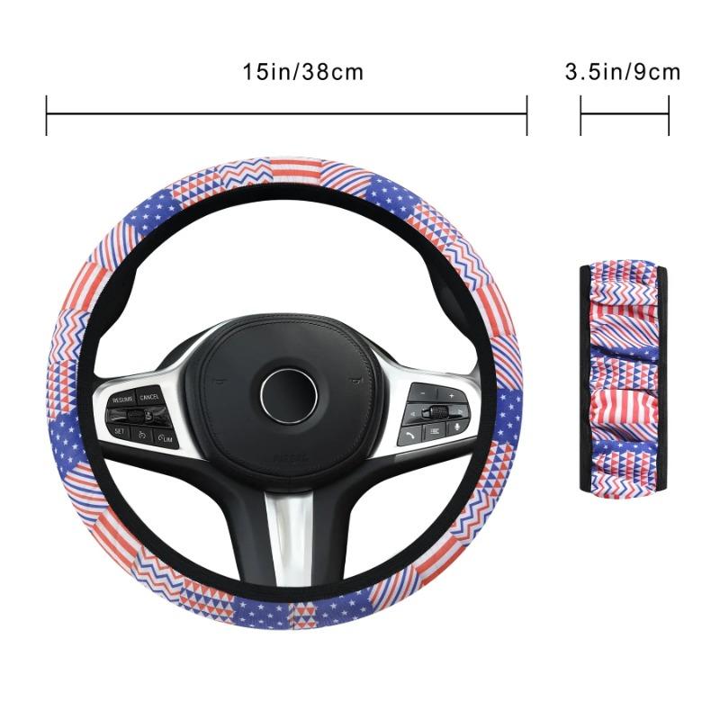 Elastic Breathable Steering Cover - NEW Car Wheel Cover No Inner Ring, Non-Slip American Print Handlebar Cover