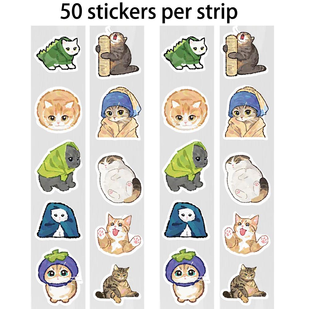 50-500PCS Cute Cat Meme Stickers Roll Trendy Kitten Stickers for Laptop Water Bottle Skateboard Phone Luggage Kids Adult Gift