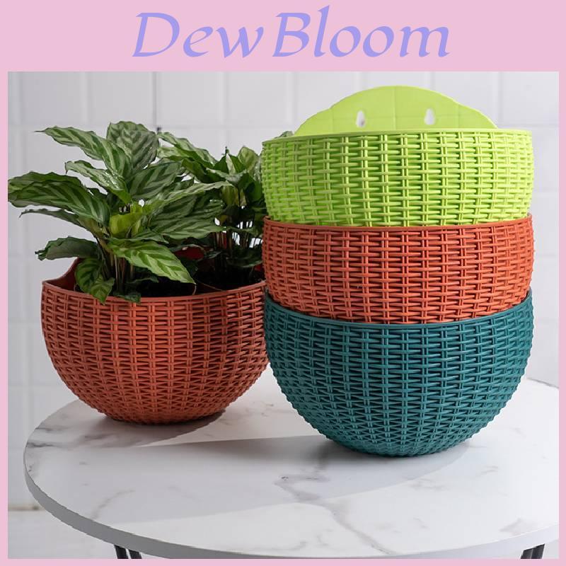 Wall Mount Planter With Rattan Style Wicker Design For Indoor Garden Decor
