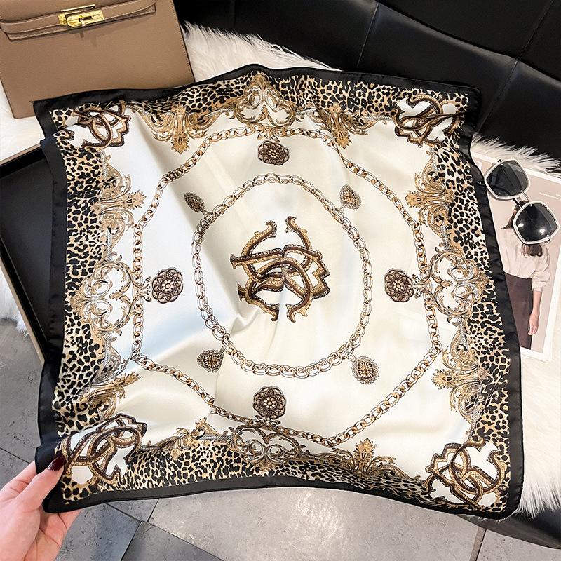 71Cm silk scarf women's high-end sense European and American hot-selling printed fashion scarf retro paisley cashew flower satin square scarf