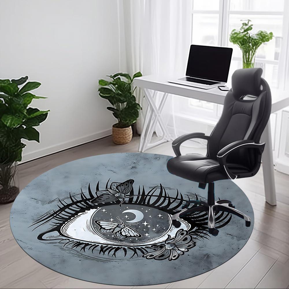 1pc Eye Butterfly Office Round Rug, Carpet for Office, Gaming, Lightweight Round Floor Mat yy260205037