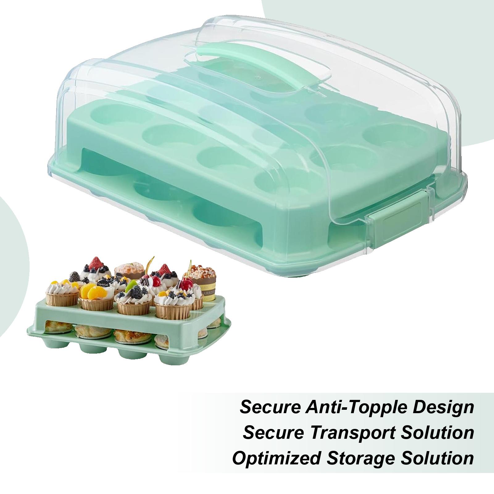 

2-Tier Detachable Cupcake Transport Container 24 Cup Cake Container With Lid Food Storage Organizer Box For Muffin Cookie Cake CN