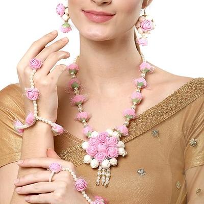 Jewellery Set for Women Floret Gota Patti Necklace, Earrings, Bracelet & Maang Tika for Women & Girls