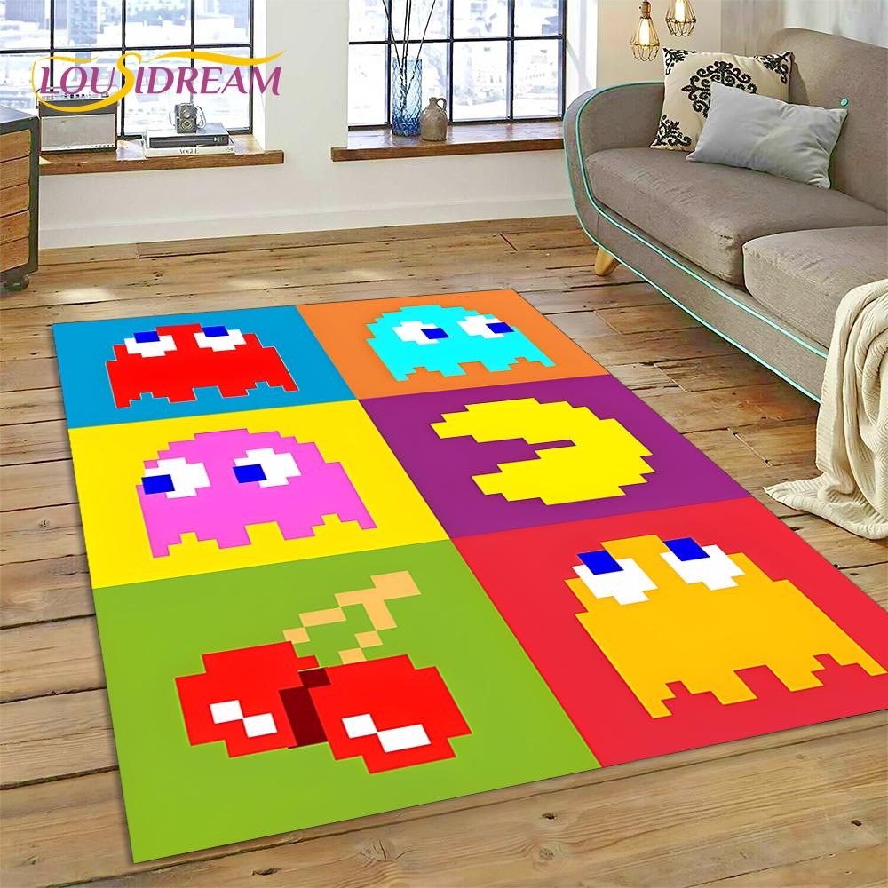 3D Retro Pakkuman Classics Game Carpet Rug for Bedroom Living Room Home Sofa Decoration,Children Game Large Decor Floor Mat Gift