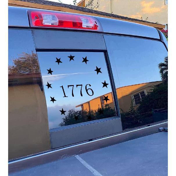 Xinghe for 2019-2026 Chevy Silverado GMC Sierra Chevrolet Colorado, Rear Middle Window American Flag Decals Stickers, Matte Black USA Flag Decal for