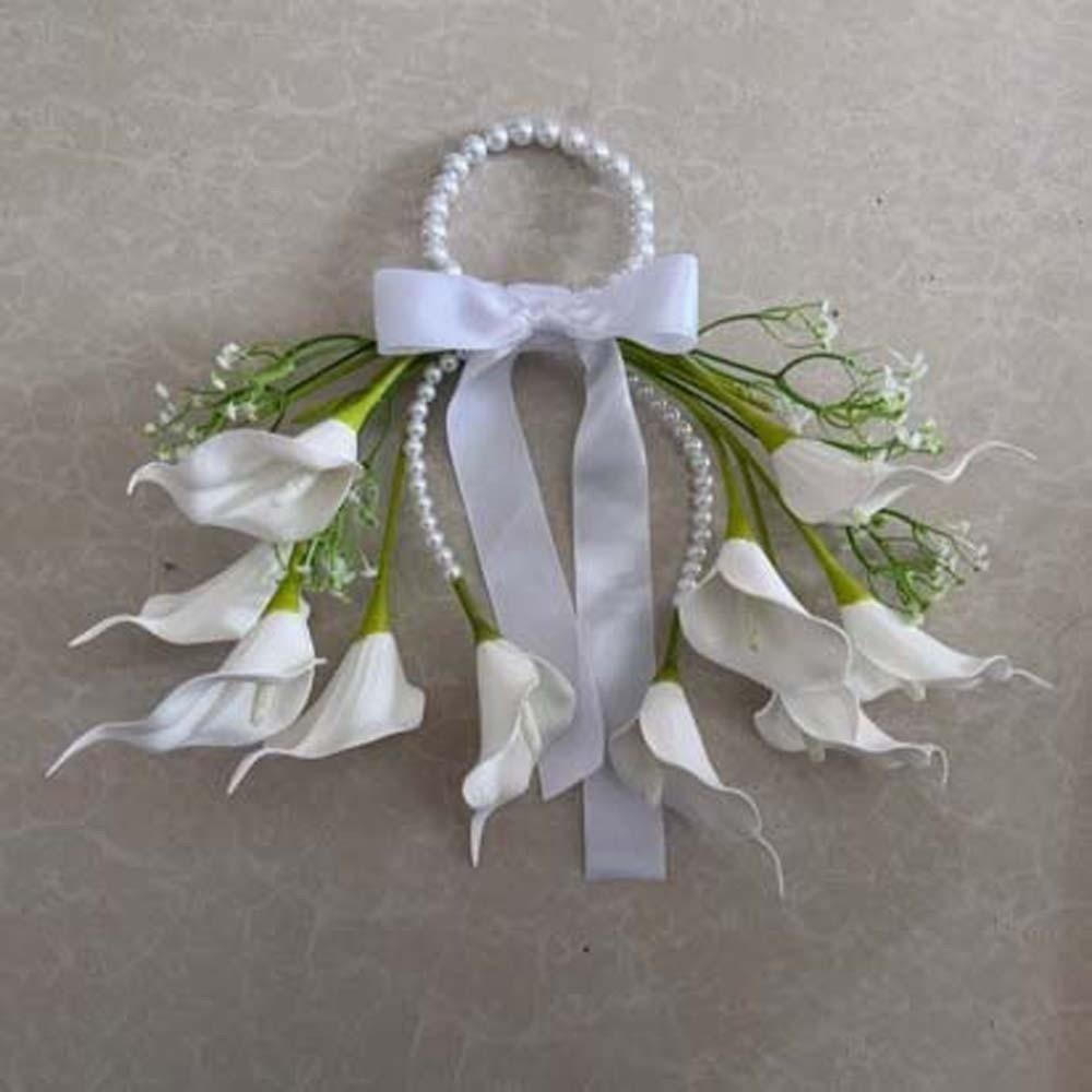 Weiße Blüten Hochzeitsblumen Perlenhenkel Oberer Griff Strauß Brautstrauß Hochzeitskoordinator