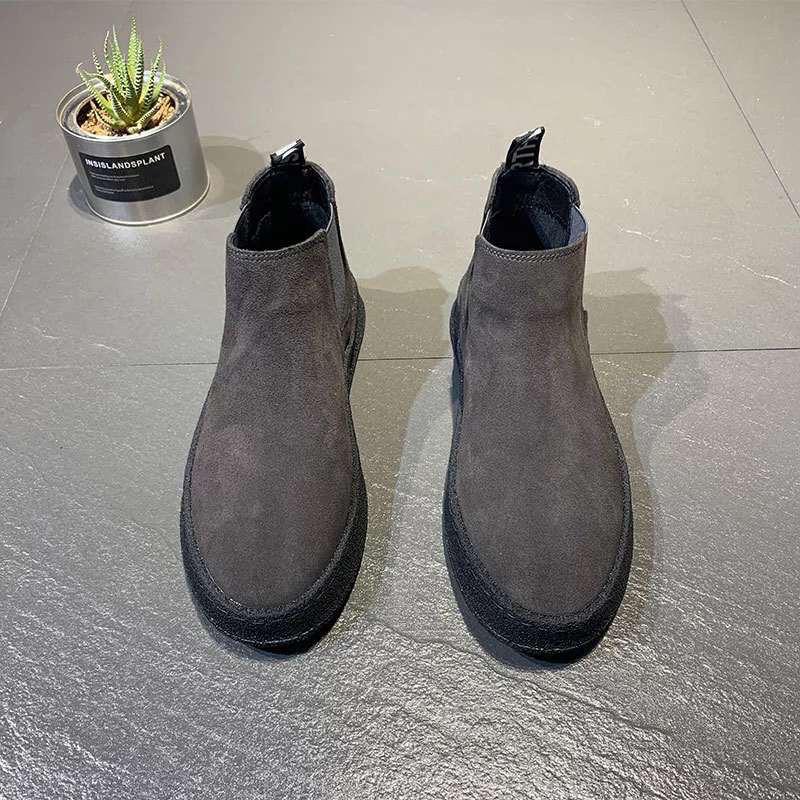 Winter Men's Boots High Top Platform Sneakers Designer Black Suede Short Boots Outdoor Slip on Casual Shoes Ankle Boots for Men