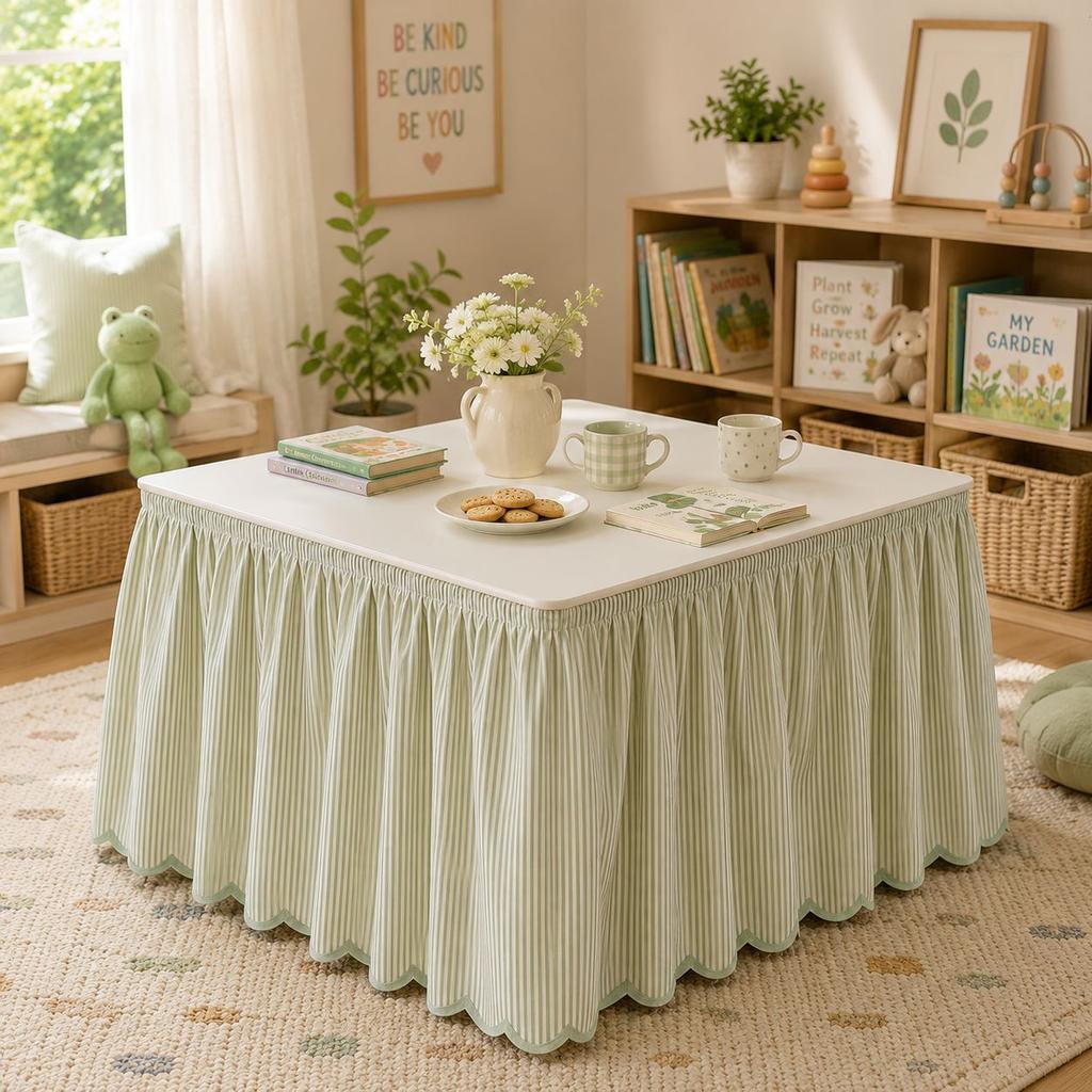 Pastoral Grid Party Decor Table Skirt Home Living Room Dustproof Dining Tables Cafe Dessert Table Background Table Surround