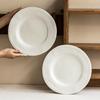 Minimalist Style Pearl Edge Plate Practical Large Plate Dinner Plate Household Restaurant Tableware Vegetable Plate Pasta Plate Round Plate