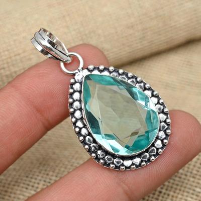 Green Amethyst Gemstone 925 Sterling Silver Handmade Jewelry Pendant Dainty Gift For Her