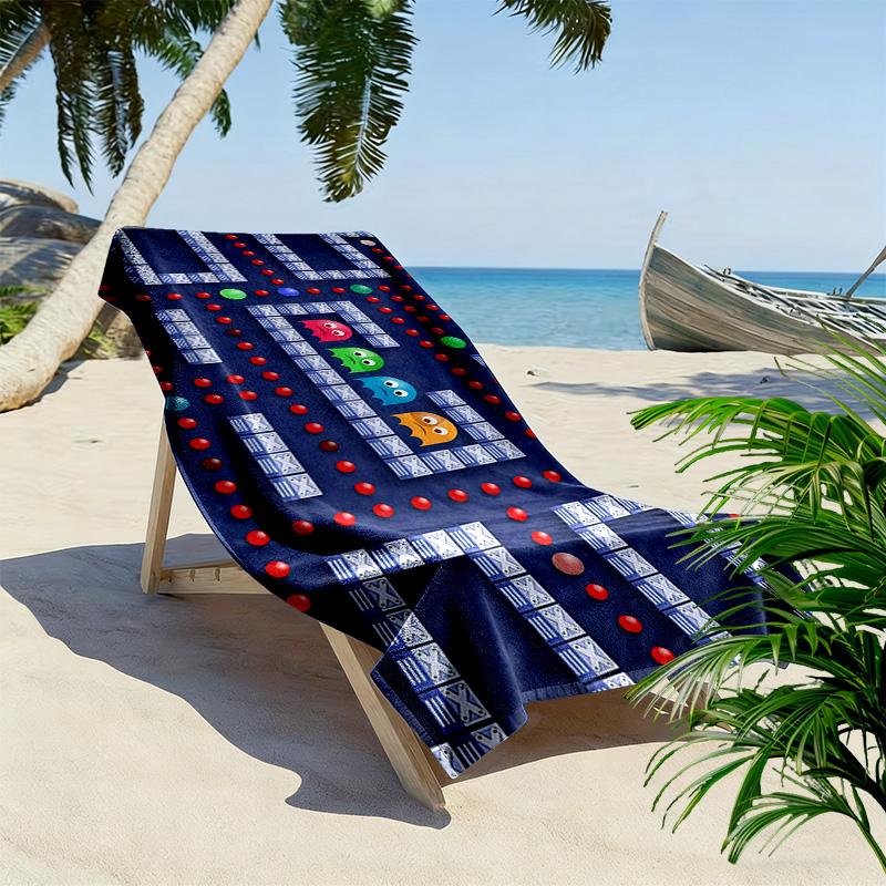 Pac‑Man2 Print Beach Towel, Large Soft Quick Dry Towel for Beach Camping Swimming