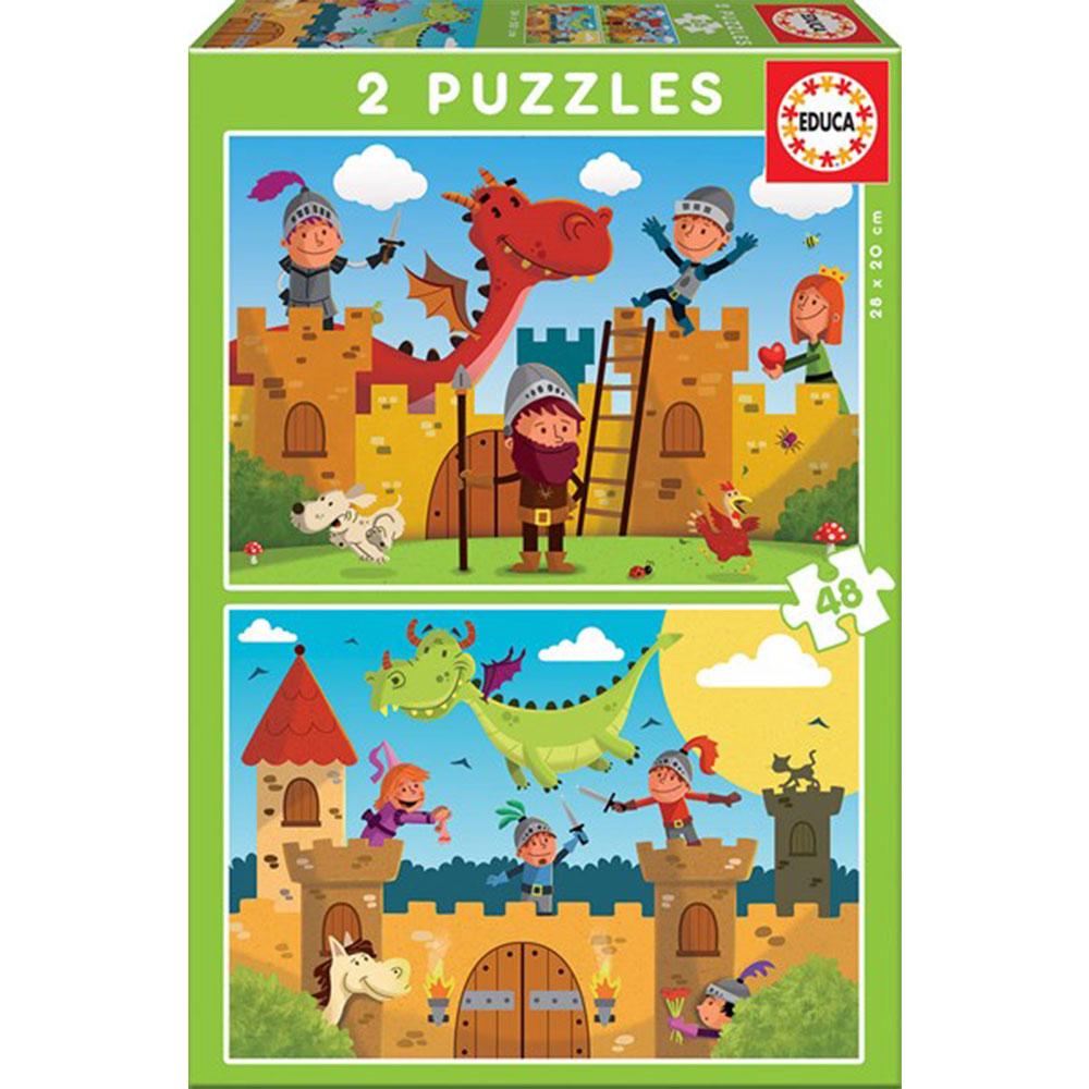 Educa Puzzle Collection 2 conjuntos com 48 peças (Dragões e Cavaleiros)