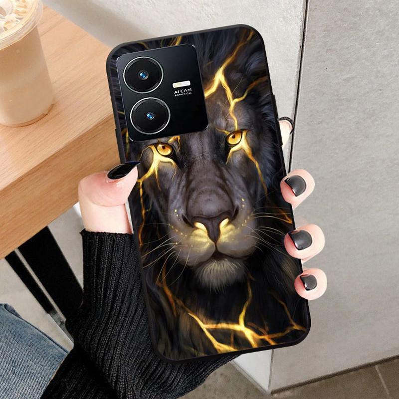 For Vivo Y22 4G Case Wolf Cat Soft Silicone Shockproof Phone Cover For Vivo V2207 V2206 Y22s Y 22 Y 22S Cases 2022 Black Bumper