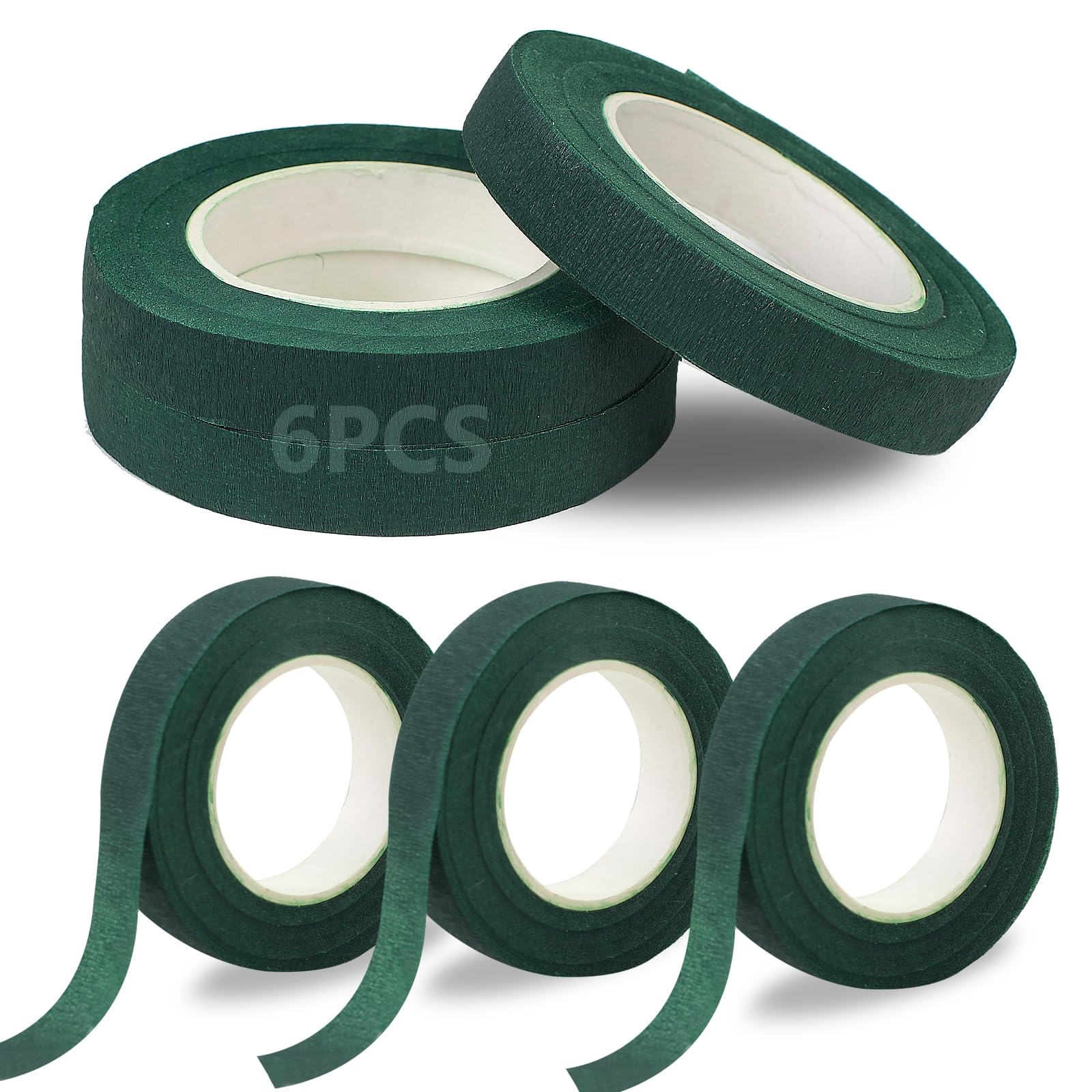 

1PACK Floral Tape 1/2inch Flower Tape Dark Green, Floral Tapes for Bouquet Stem Wrapping and Floral Crafts, Wedding Bouquet 6PCS