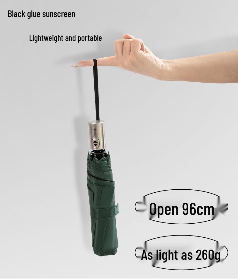 PARACHASE Ultralight 7-Rib Automatic Umbrella with 30D Black Coating for UV Sun Protection