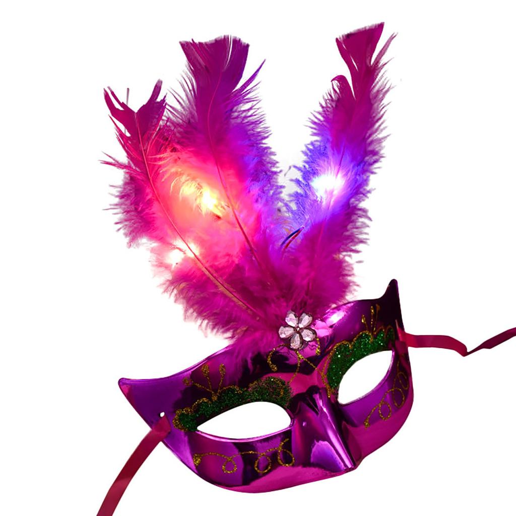 Luminous Feather Mask, Halloween and Christmas Light Up Style, Makeup Ball Costume Matching, Atmosphere Decoration Mask.