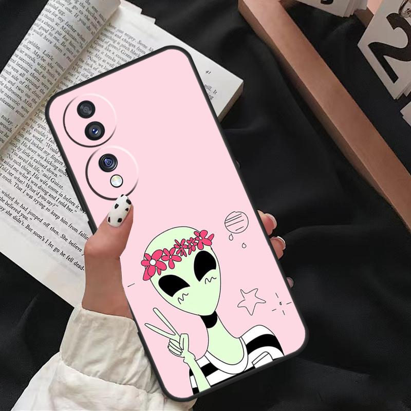 Cartoon Space Alien UFO Case For Honor X8 X9 X7 X6 a 8X 9X X9a Cover For Honor Magic 5 Pro 10 50 70 90 Lite Coque