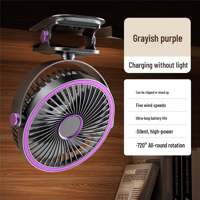 

Mini Portable Rechargeable Clip-on Desk Fan with Night Light