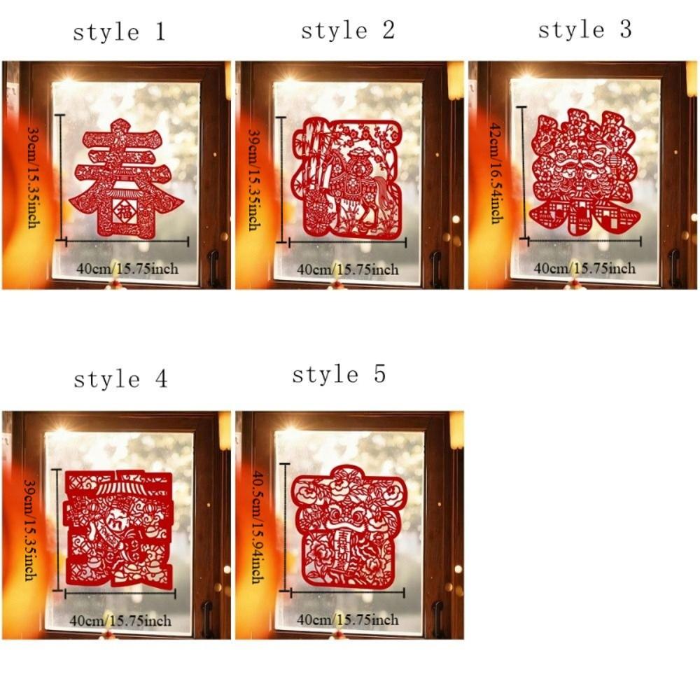 Horse Blessing Design Window Flowers Stickers Removable Flocking New Year Stickers Hollowed-out Thickened Wall Stickers