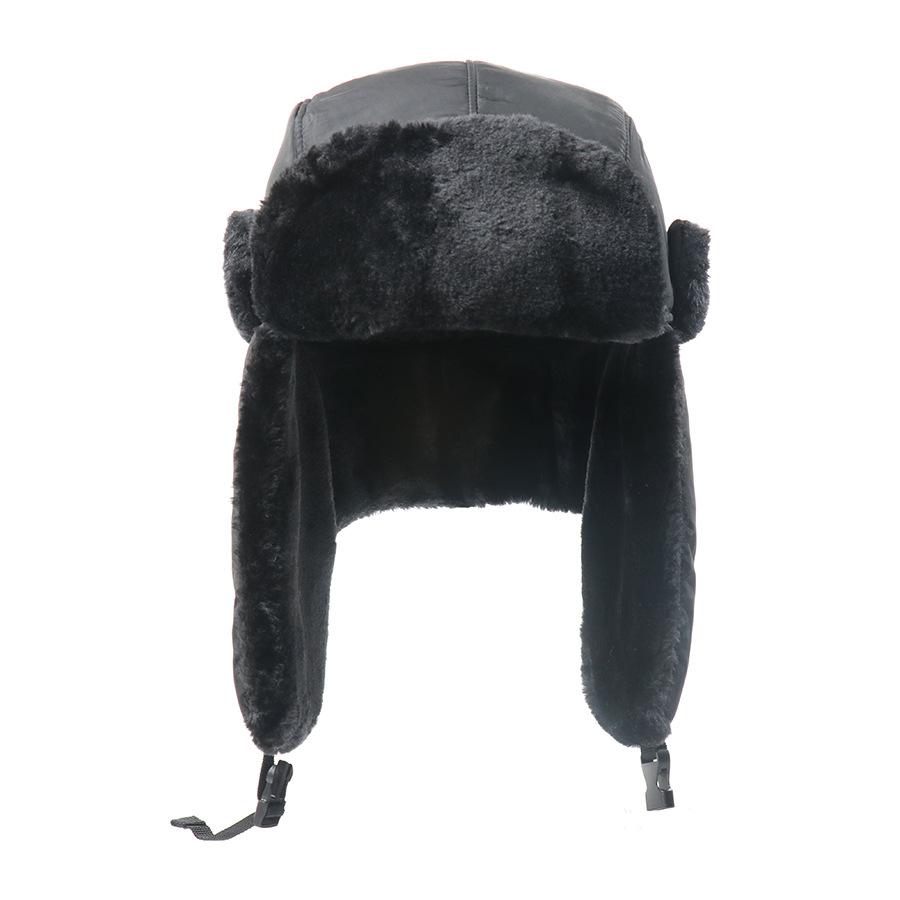 Men's Fleece Thickened Solid Color Classic Lei Feng Hat Northeast Outdoor Winter Ski Hat Ear Protection Cold and Windproof Hat