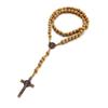 Wooden Beads Rosary Necklaces Christian Religious Cross Pendant Necklaces for Women Men Long Chain Jewelry Gift