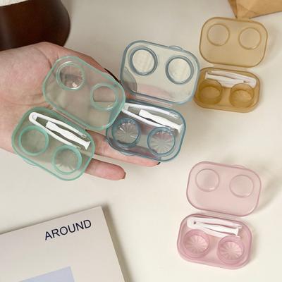 1-5 Peças Estojo Transparente para Lentes de Contato Cores Macaron Caixa de Armazenamento para Lentes de Contato com Pinça Portátil Beleza Pupila Recipiente de Viagem