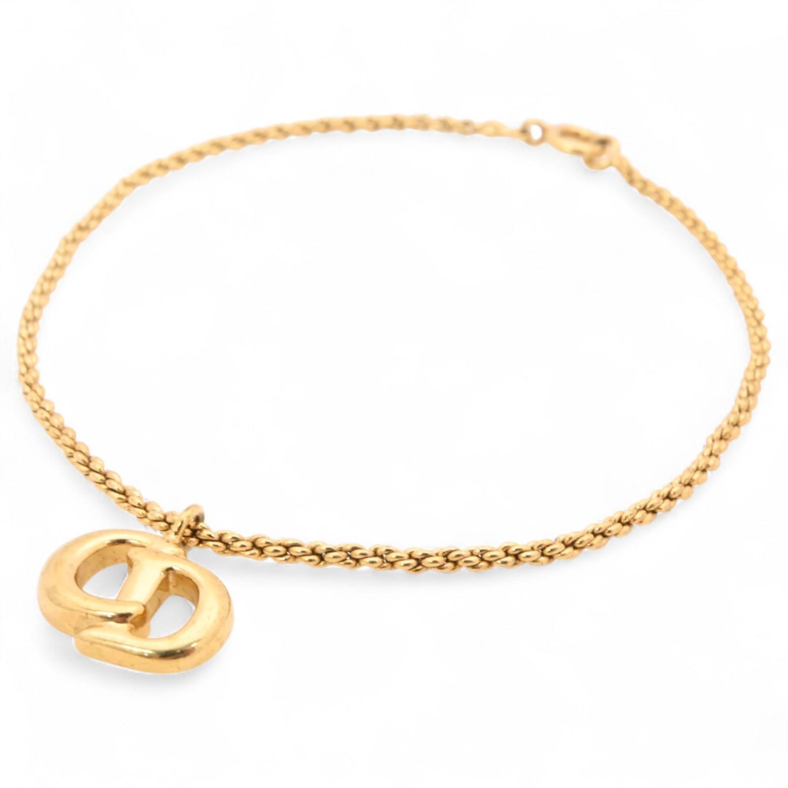 

Auth Dior Bracelet with CD Logo Gold di6606kw