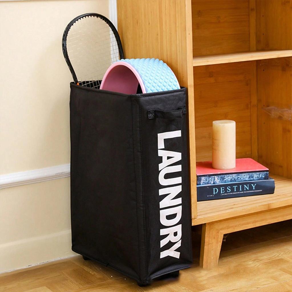 1pc - Large Waterproof Laundry Basket with Pulleys - Foldable, Multi-Purpose Storage for Bathroom, Laundry Room & Dorms