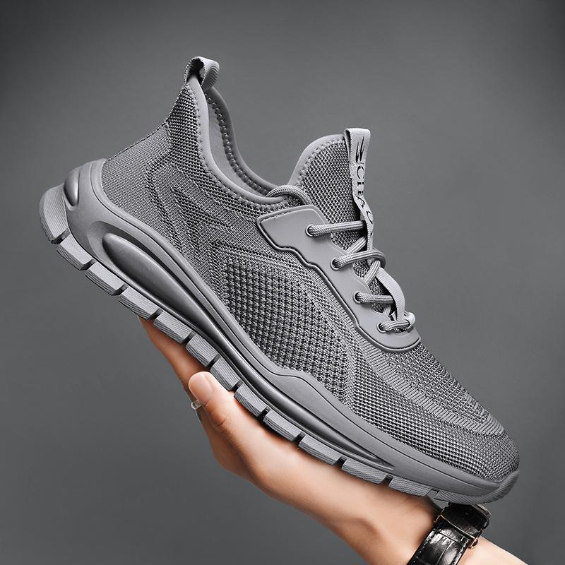 

Pure black men s shoes summer breathable mesh sports chef kitchen work trendy shoes without steel 44