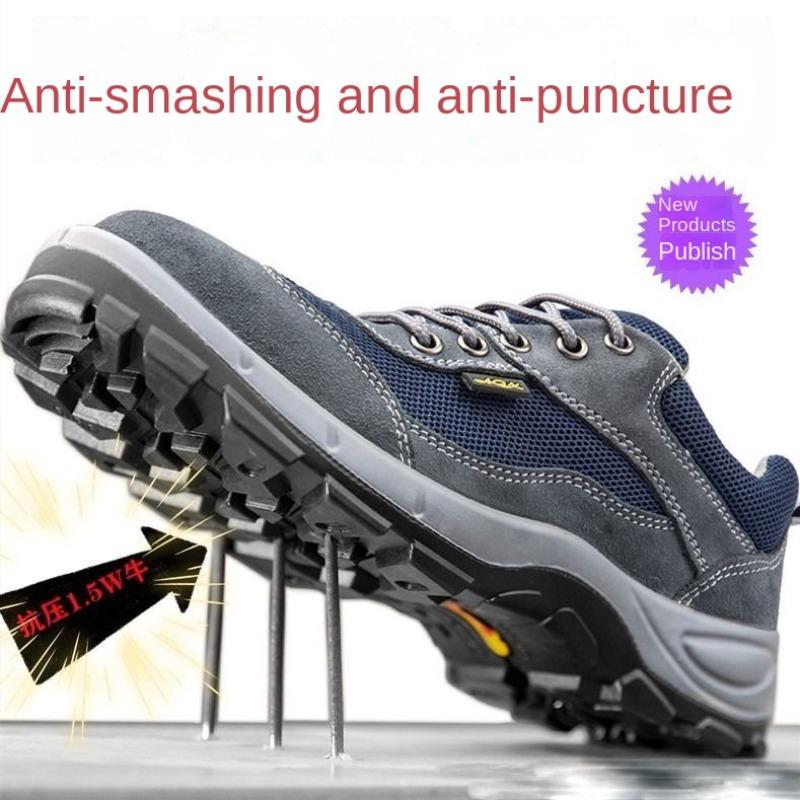 Summer Breathable Work Shoes Men's Steel Toe Cap Anti-Smashing and Anti-Penetration Wear-Resistant Non-Slip Work Shoes