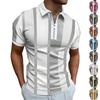 Men's Casual Striped Zipper-Collar Short-Sleeve Shirt