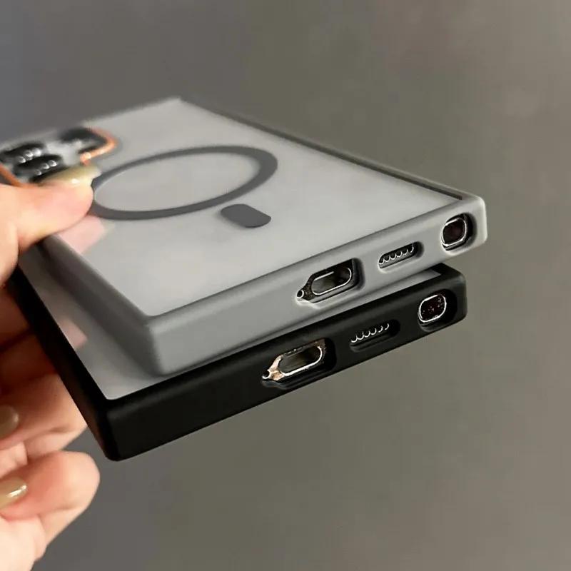 Luxury Transparent Shockproof Bumper For Magsafe Case for Samsung Galaxy S25 S24 Plus S23 Ultra Magnetic Armor Hit Color Cover