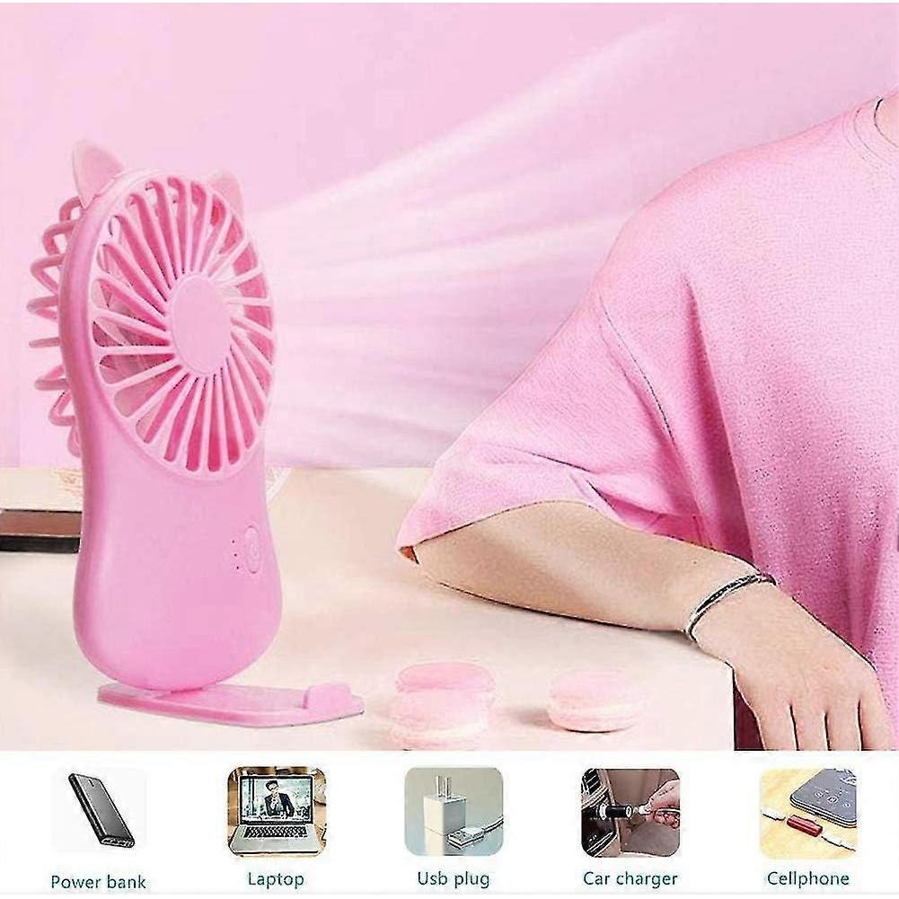 2 Pieces Portable Fan, Mini Table Fan, Quiet Portable Fan 3 Speed Adjustable Usb Handheld Handle For Outdoor Camping Office Room