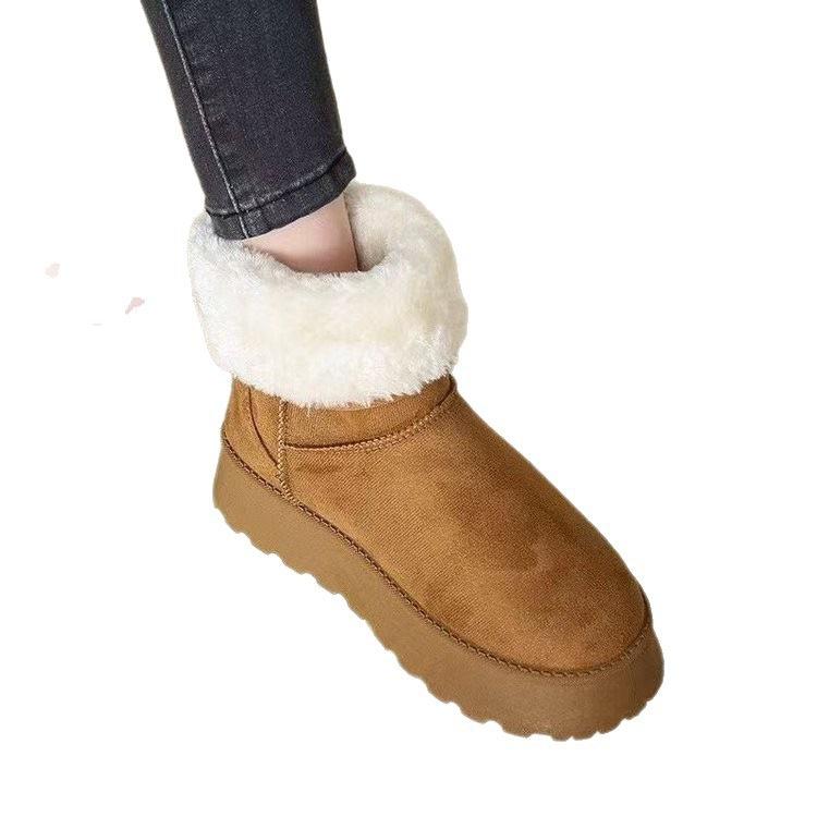 New snow short boots winter piled thickened cotton shoes non-slip medium tube casual thick-soled warm cotton boots