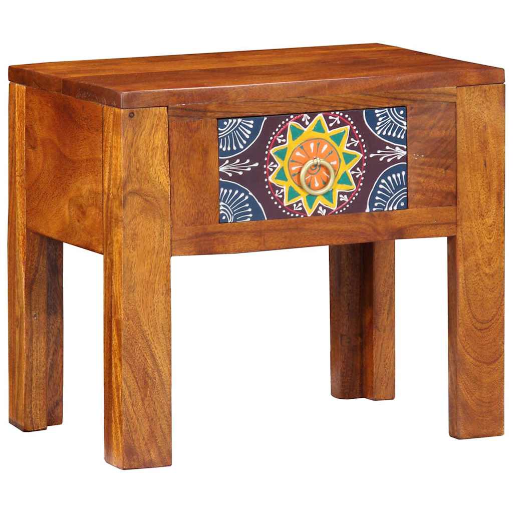 Side Table with Drawer and Storage Brown 40 X 30 X 36 Cm