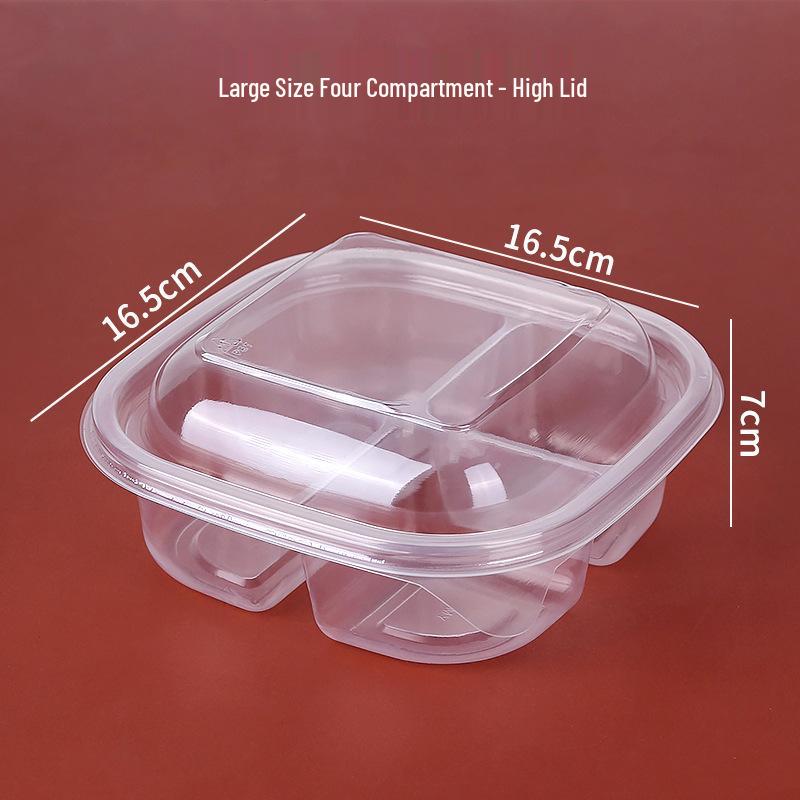 Round Transparent Disposable Fruit Box with Dividers and Lid for Fresh Slices and Salad Platter.