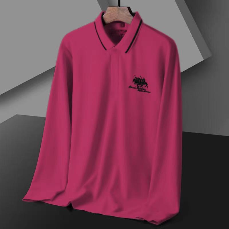 New Men's Embroidered Non-Iron Polo Shirt: High-Quality, Long-Sleeved Casual Business Top for Autumn and Winter.