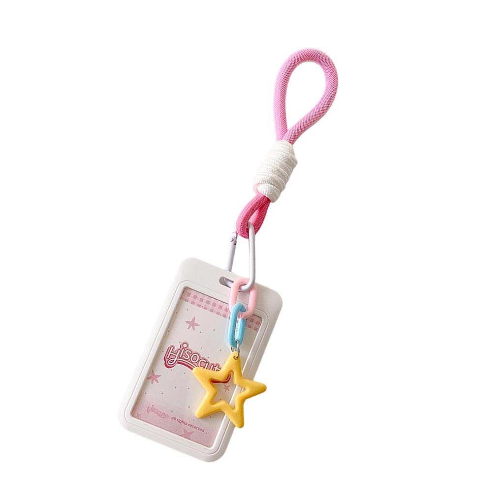 Photocard Holder Keychain Braided Rope Photocard Holder ID Card Protective Sleeve School Stationery Supplies for Women