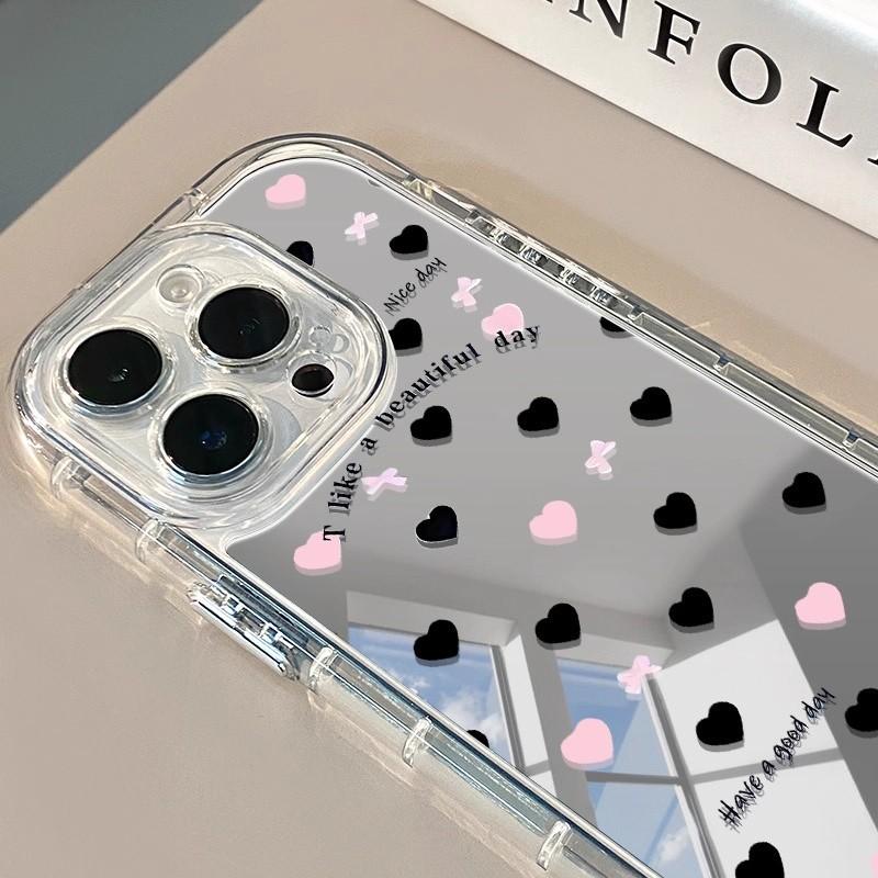 Mirror Full Screen Love Flowers for IPhone16pro Max for Apple 14 Mobile Phone Case European and American 17Pro Korean Style