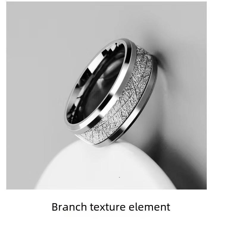 Stainless Steel Tree Branch Texture Unisex Ring
