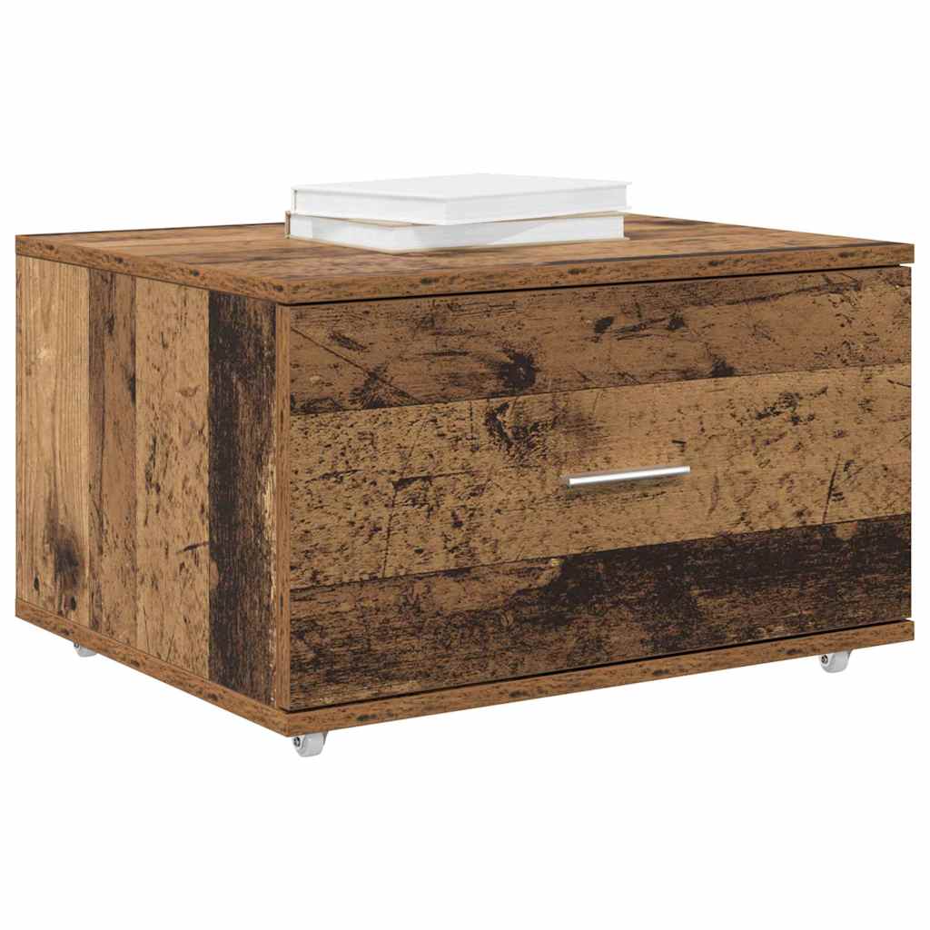 Schubladenschrank auf Rädern Altholz-Optik 55 x 45 x 31 cm