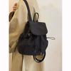 Japanese Casual Art Canvas Backpack Ins Fashion Drawstring Pleated Schoolbag Internet Celebrity Nylon Large Capacity Backpack