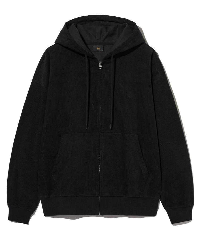 Brownbreath Everyday Corduroy Hood Zip Up - Black