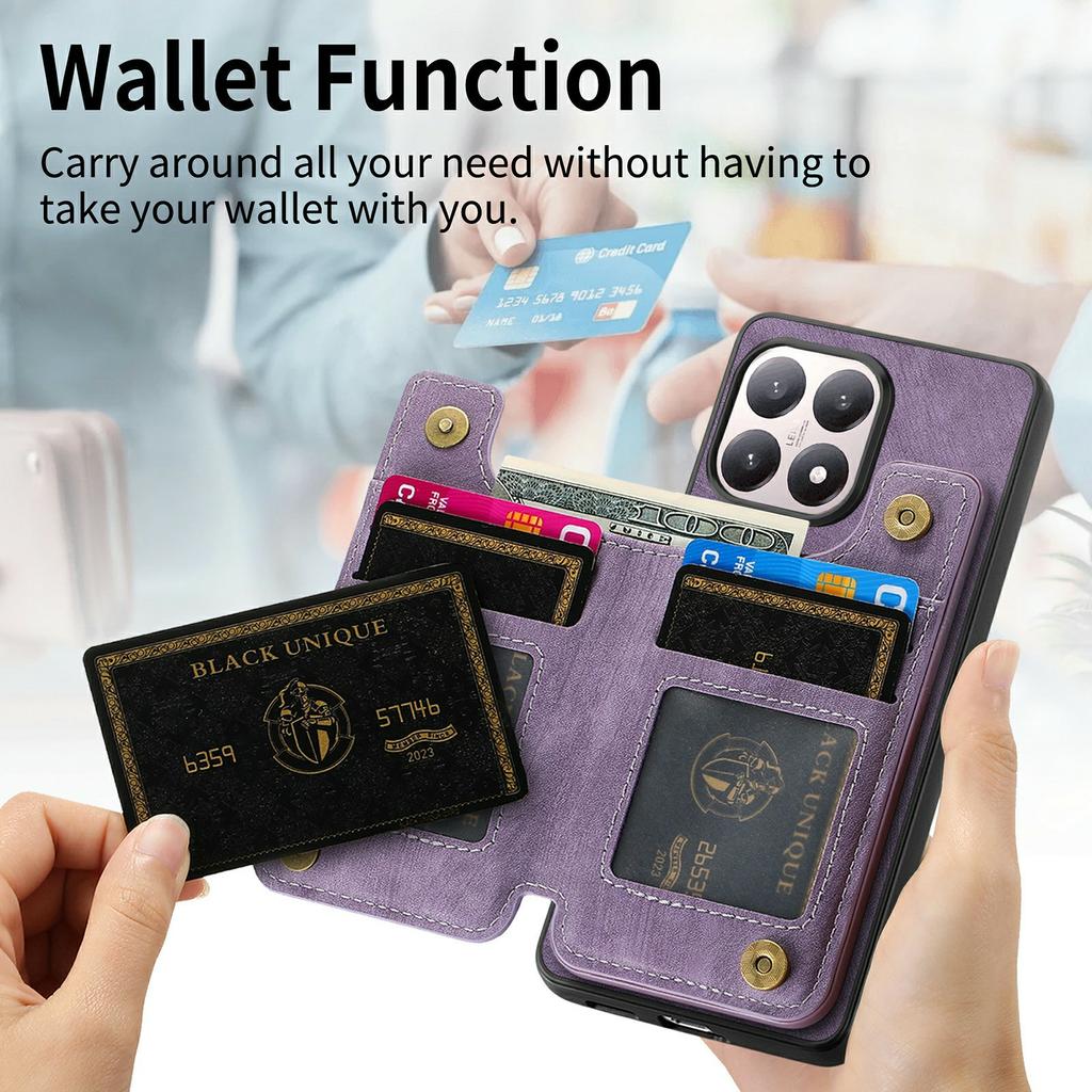 For Xiaomi 15T Case with Zipper Card Holder Retro Leather TPU Phone Cover