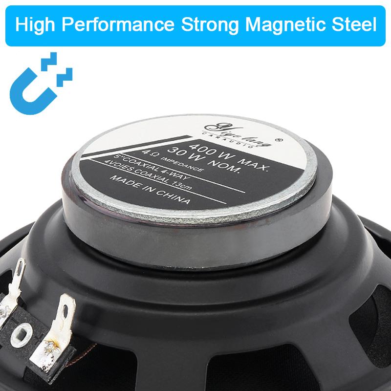 2pcs 5 Inch 400W Full Range Frequency Car Speakers Heavy Mid-bass Ultra-thin Modified Speaker with Non-destructive InstallationGood product