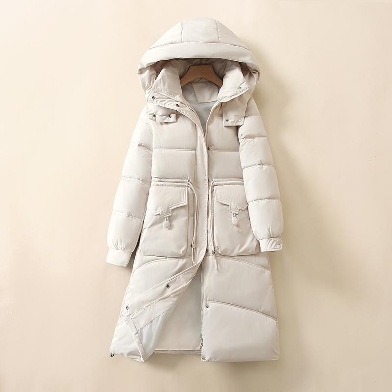 Jesień Zima Pogrubiona Ciepła Parka Kobiety Casual Słodki Jednolity Kolor Duża Kieszeń Luźny Płaszcz z Kapturem Kurtki Odzież Wierzchnia