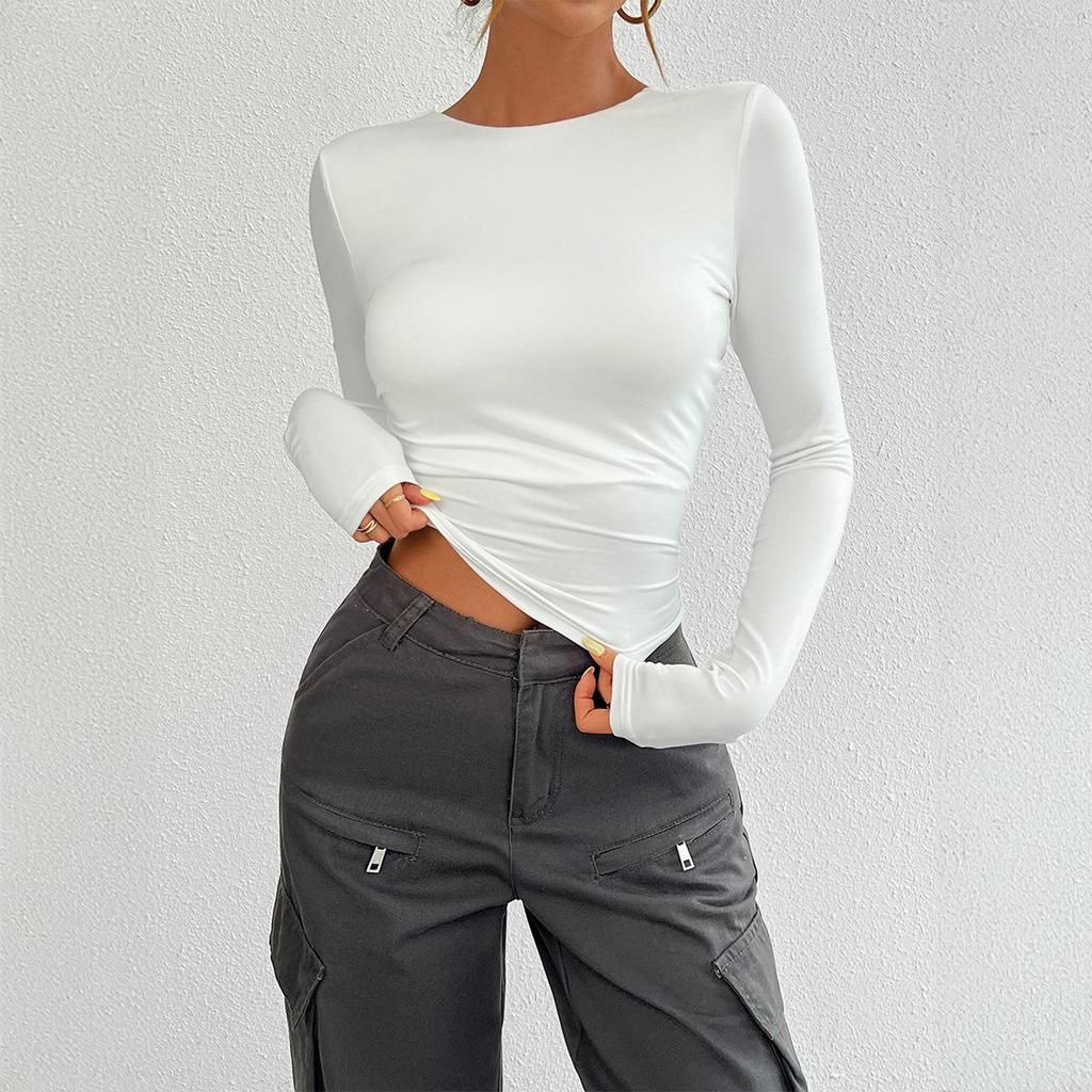 New Daily Fitness Commuting Sexy Slim Fit Y2k Base Shirt Women'S Casual Loose Long Sleeved T-Shirt Top