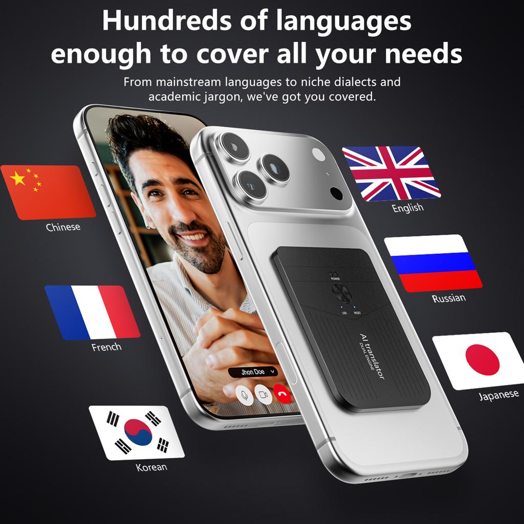 A18 BT5.0 AI Magnetic Translator Rechargeable Ultra-Thin Real-Time Translator Simultaneous 138 Languages for Business Meeting