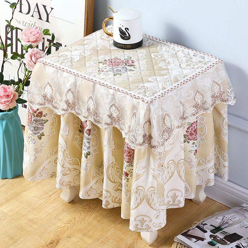 Thickened Bedside Table Cover Cloth Non Slip Dustproof Bedroom Nightstand Cover European Dust Cover Fabric Lace Set Cover