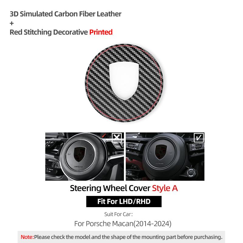 For Porsche Macan Cayenne 911 Panamera 718 Made of Alcantara Car Interior Steering Wheel Trim Center Sticker Tuning Accessories